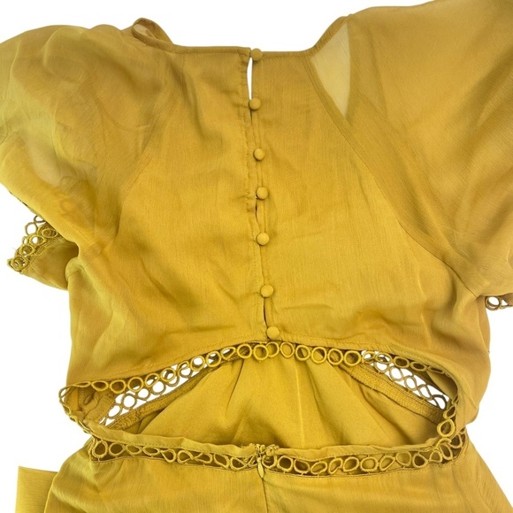 ASOS Midi High Low Dress with Lace Trim and Back Cut-Out in Mustard Size 2- NWT - Picture 7 of 8